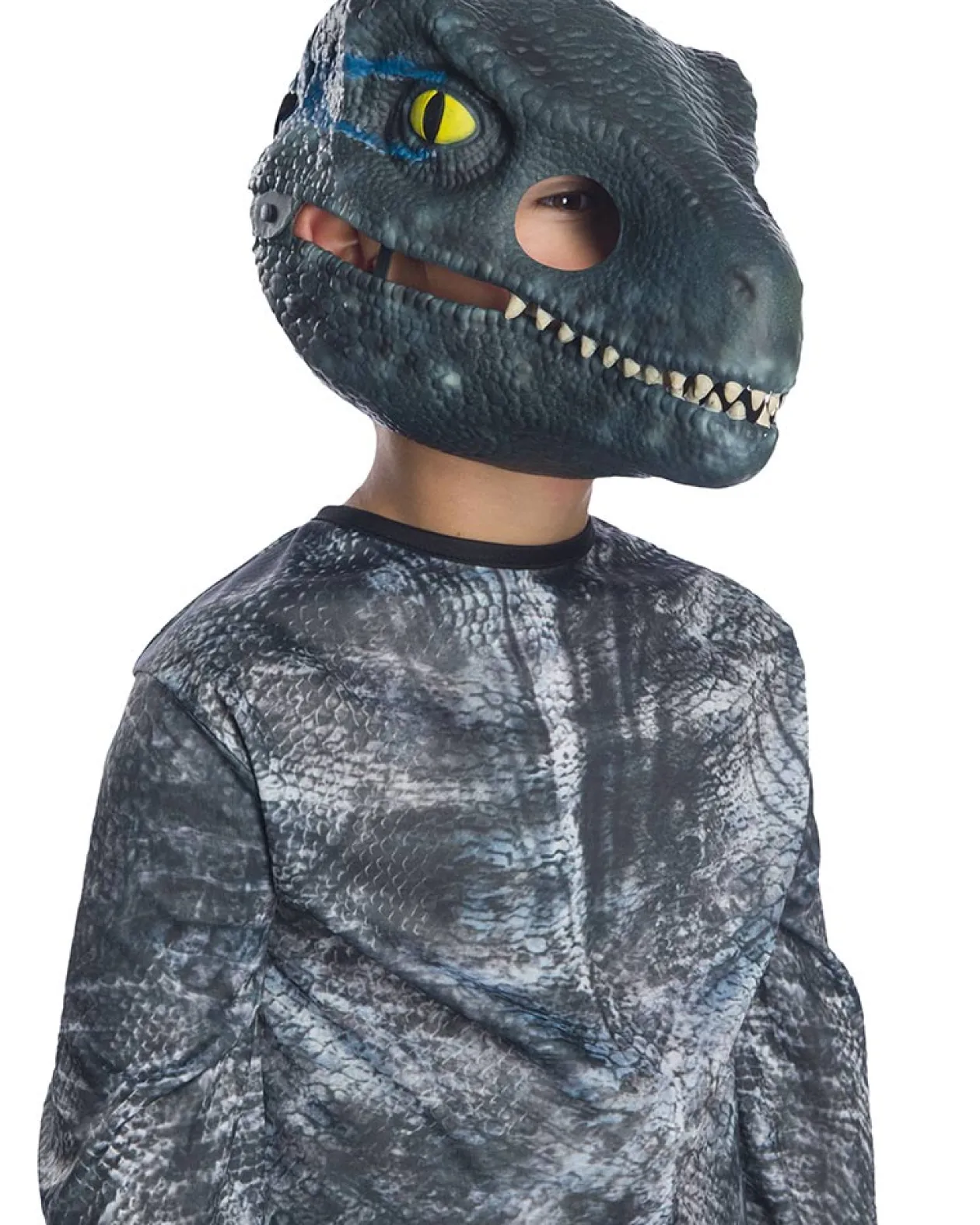 Rubies Jurassic World 2 Velociraptor Blue Moveable Jaw Kids Mask New