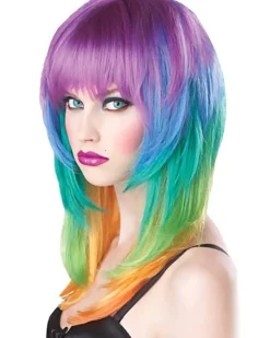 California Costumes Kaleidoscope Rainbow Multicoloured Wig Clearance