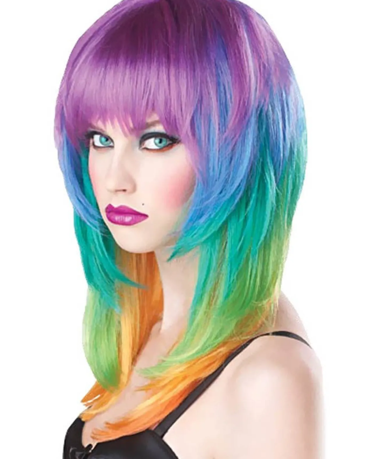 California Costumes Kaleidoscope Rainbow Multicoloured Wig Clearance
