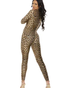 Forplay Leopard Zipfront Jumpsuit Womens Costume Online