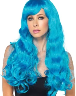 Leg Avenue Long Wavy Neon Blue Wig Shop