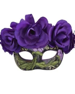 Tomfoolery Mia Day Of The Dead Purple Flowers Half Mask Hot