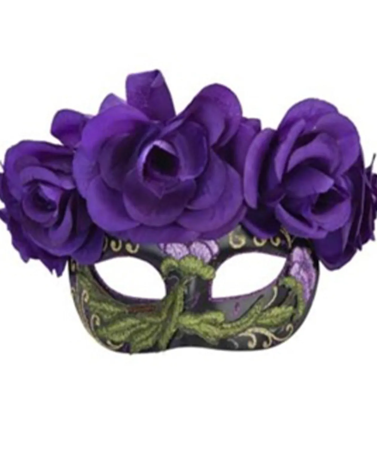 Tomfoolery Mia Day Of The Dead Purple Flowers Half Mask Hot