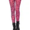 Leg Avenue Neon Pink Leopard Print Tights Cheap