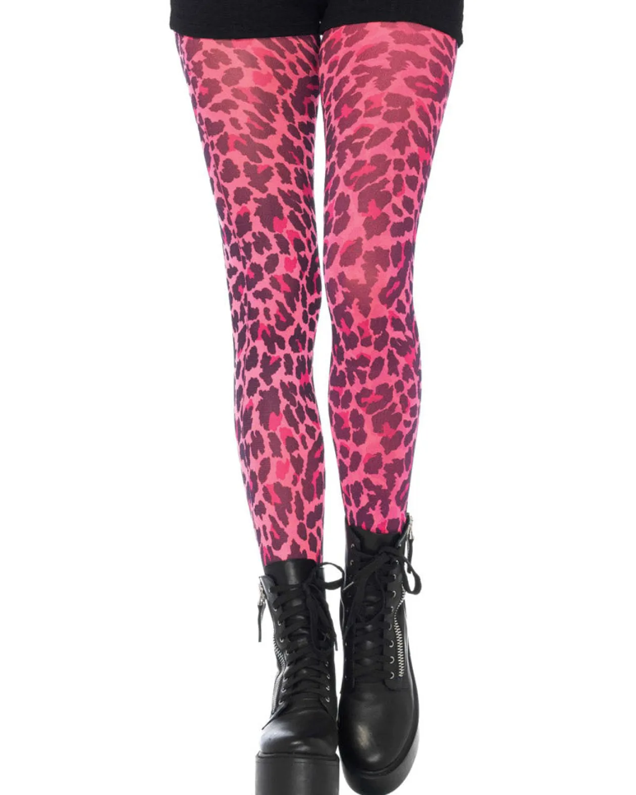Leg Avenue Neon Pink Leopard Print Tights Cheap