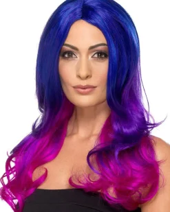 Smiffys Ombre Blue And Pink Long Wavy Wig Outlet