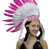 Interalia Pink And White Feather Native American Headdress Fashion