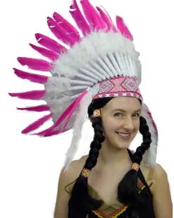 Interalia Pink And White Feather Native American Headdress Fashion