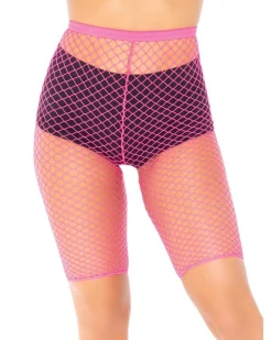 Leg Avenue Pink Industrial Net Biker Shorts Flash Sale
