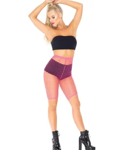 Leg Avenue Pink Industrial Net Biker Shorts Flash Sale