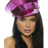Forplay Pink Metallic Cop Hat Fashion