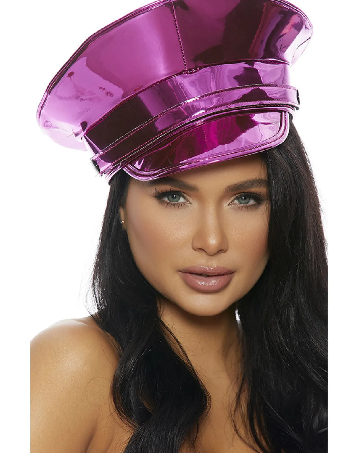 Forplay Pink Metallic Cop Hat Fashion