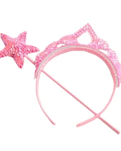 Fairy Girls Princess Sparkle Light Pink Wand And Tiara Set Best Sale