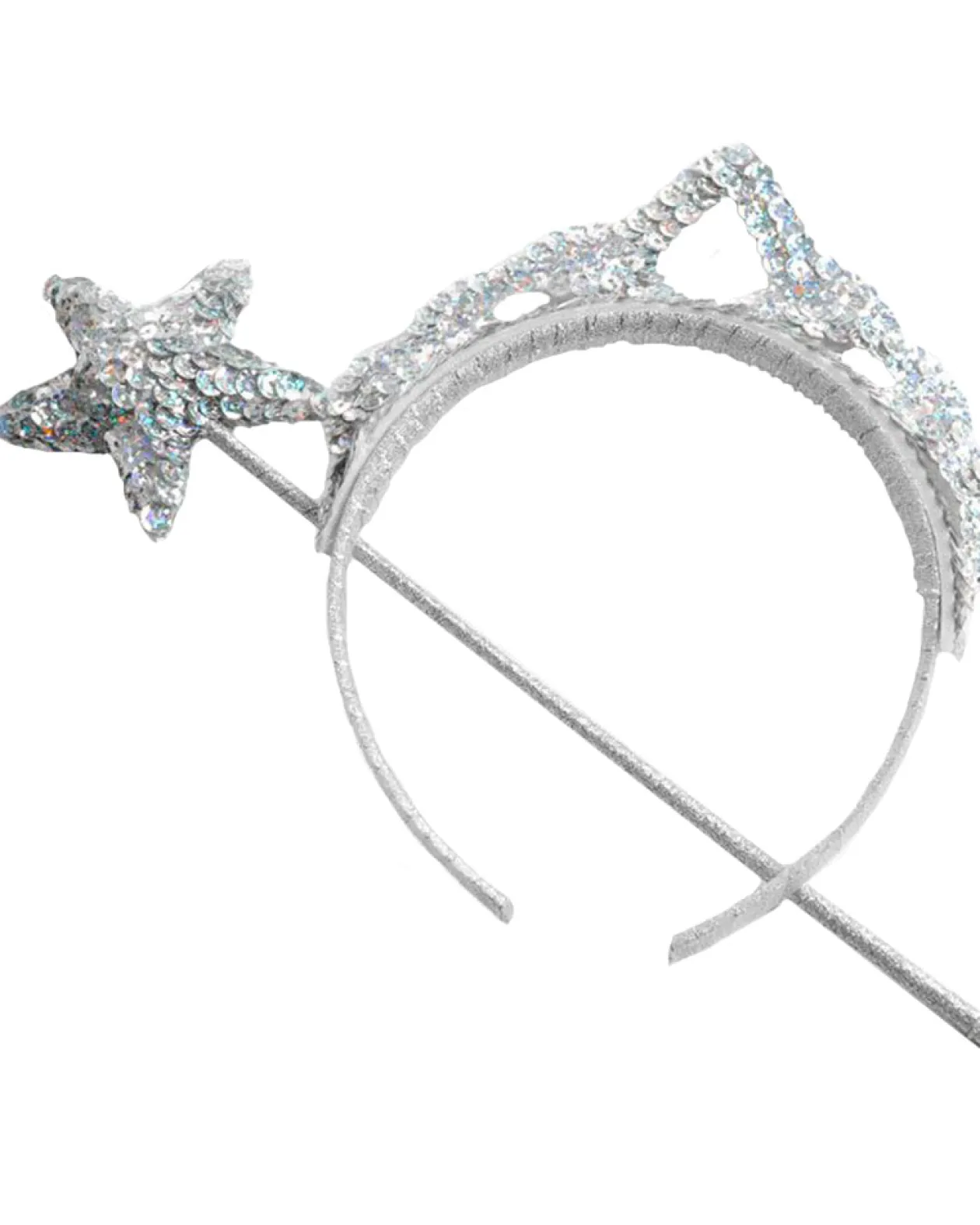 Fairy Girls Princess Sparkle Silver Wand And Tiara Pack Discount