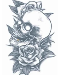 Tinsley Transfers Prison Skull And Roses Temporary Tattoo Clearance