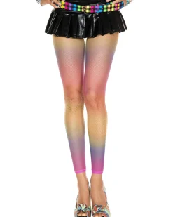 Music Legs Rainbow Fishnet Footless Leggings Sale