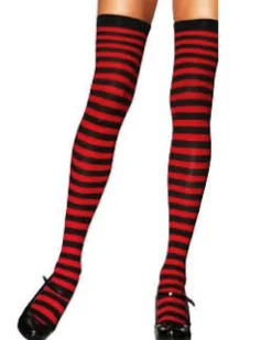 Leg Avenue Red And Black Striped Thigh High Stockings Fashion