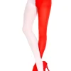 Music Legs Red And White Opaque Jester Tights Fashion