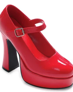 Ellie Shoes Red Eden Patent Chunky Heel Womens Shoes Shop