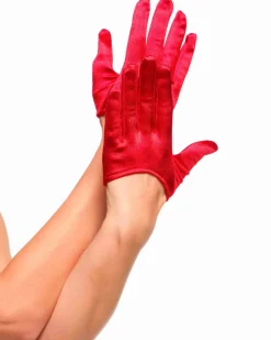 Leg Avenue Red Mini Cropped Satin Gloves Outlet
