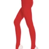 Music Legs Red Opaque Tights New