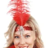 Tomfoolery Red Sequin Headband With Feather Discount
