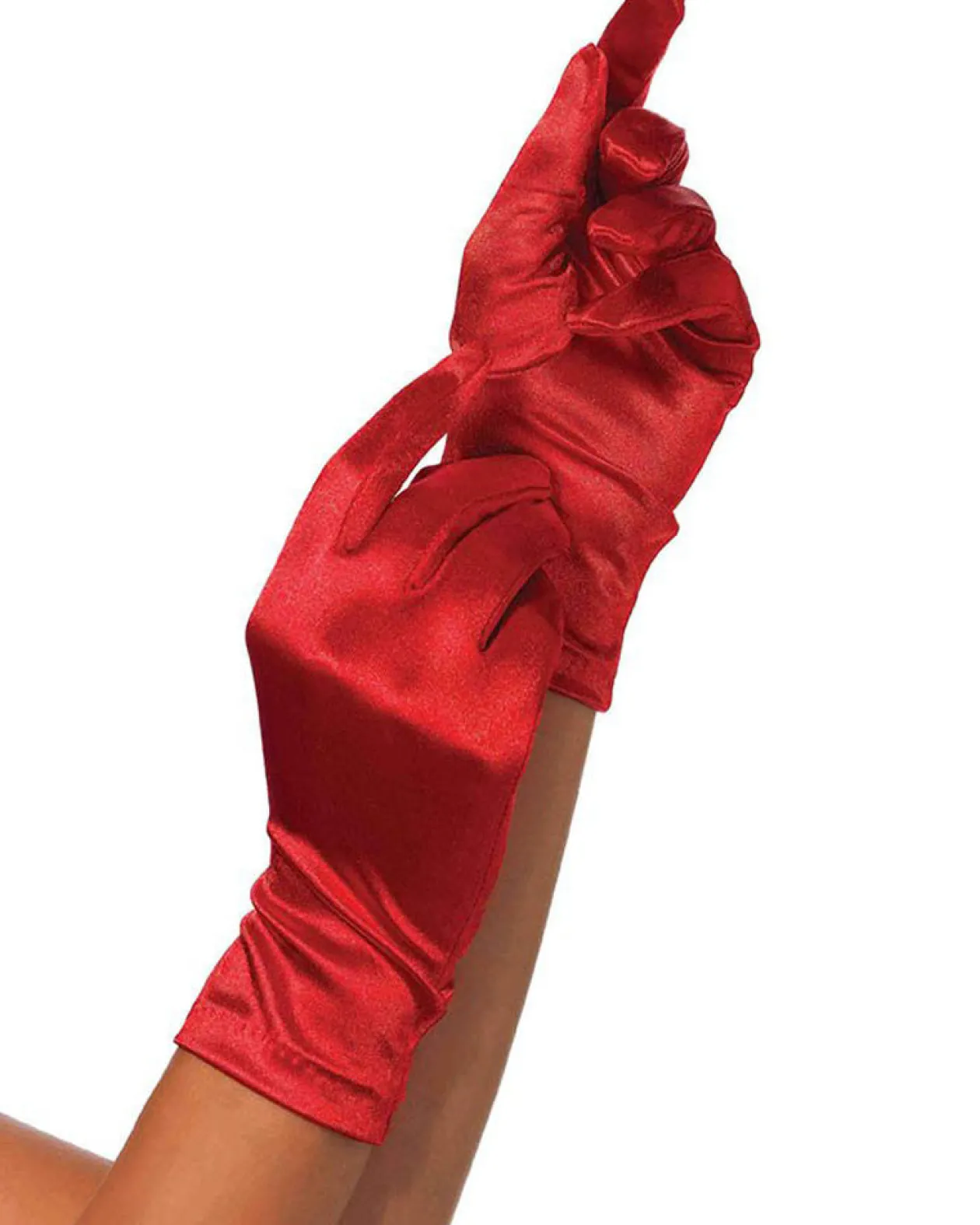 Leg Avenue Red Wrist Length Satin Gloves Flash Sale