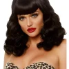 Leg Avenue Retro Bangs Short Curly Black Wig Sale