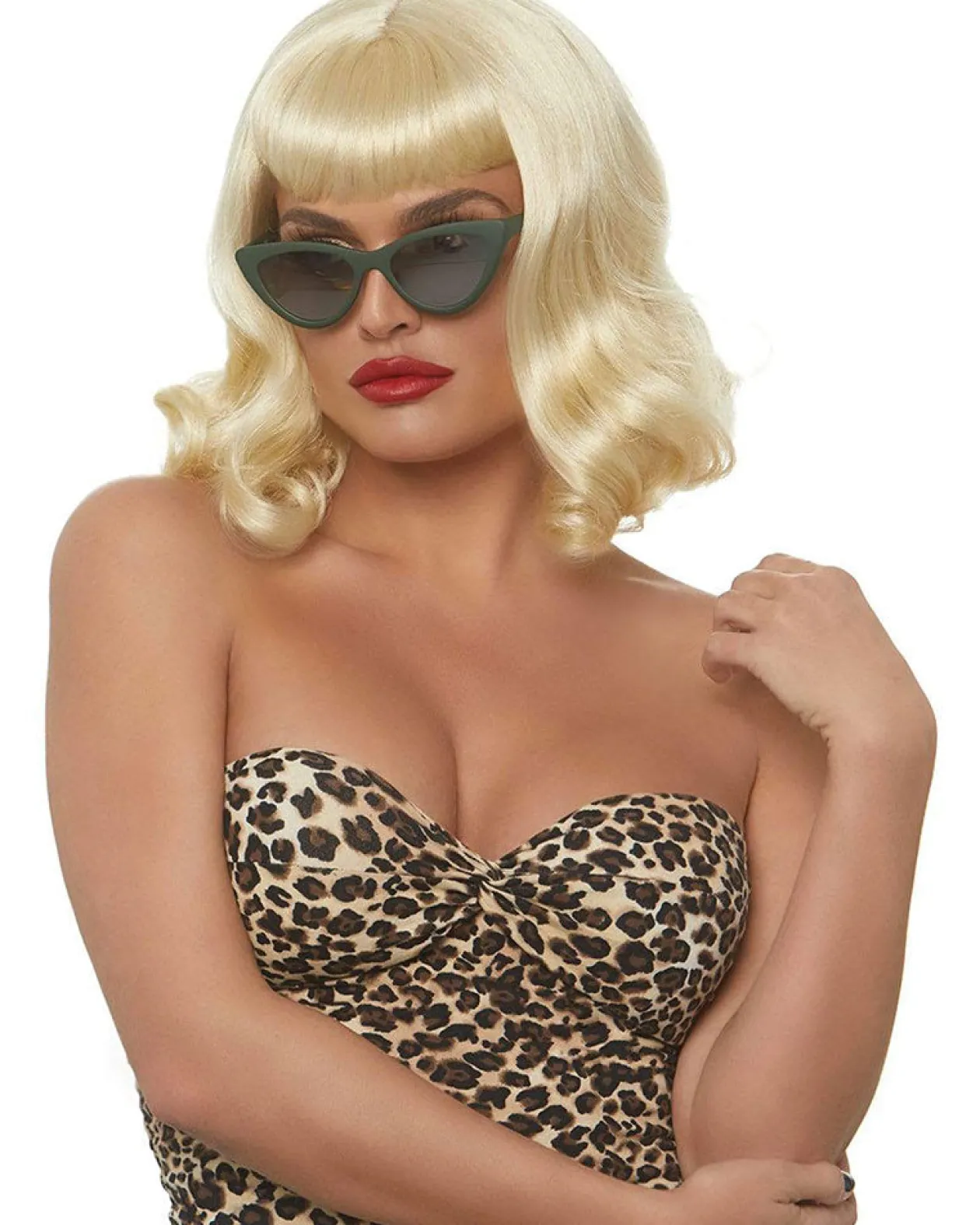 Leg Avenue Retro Bangs Short Curly Blonde Wig Clearance
