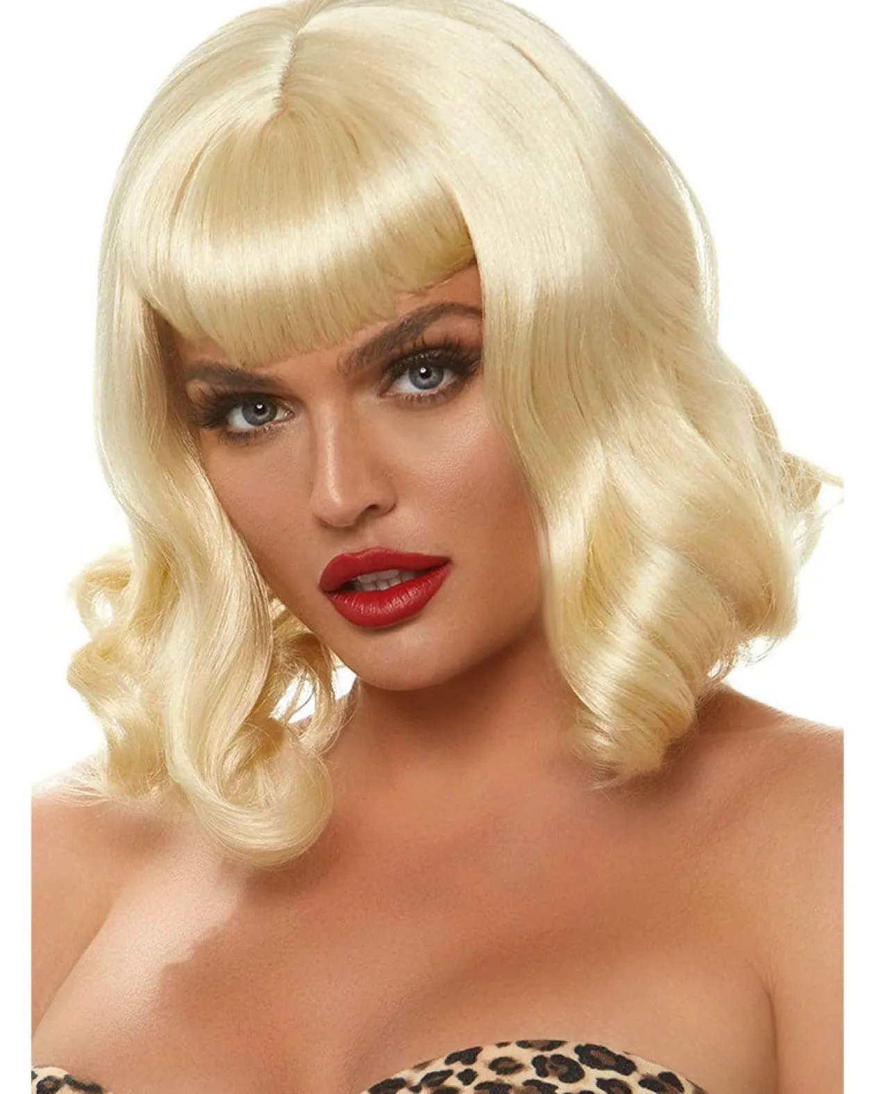 Leg Avenue Retro Bangs Short Curly Blonde Wig Clearance