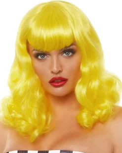 Leg Avenue Retro Bangs Short Curly Yellow Wig Store