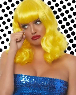 Leg Avenue Retro Bangs Short Curly Yellow Wig Store