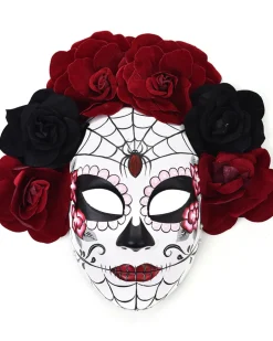 Tomfoolery Rosa Day Of The Dead Half Mask Cheap