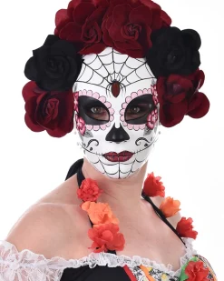 Tomfoolery Rosa Day Of The Dead Half Mask Cheap