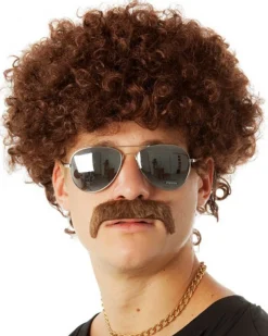 Allaura Wigs and Hair 70S Brown Fro And Mo Set Cheap