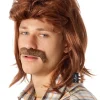 Allaura Wigs and Hair 80S Classic Mullet Brown Wig And Mo Set Shop