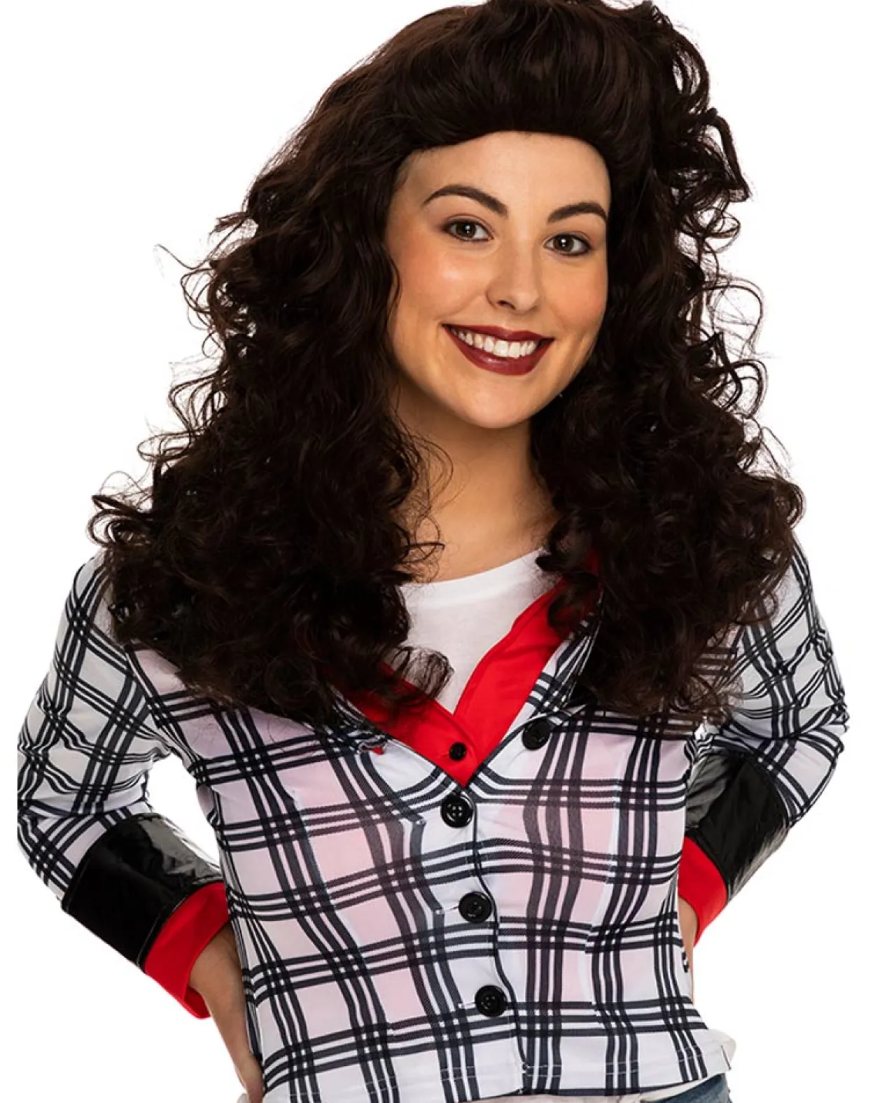 * 90S Elaine Long Curly Deluxe Brown Wig Best