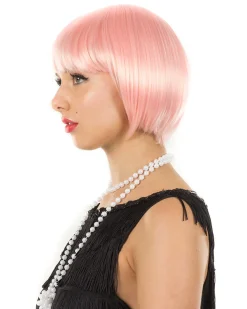 * 1920S Flapper Deluxe Pastel Pink Bob Wig Shop
