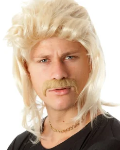 Allaura Wigs and Hair 80S Mullet Blonde Wig And Moustache Clearance