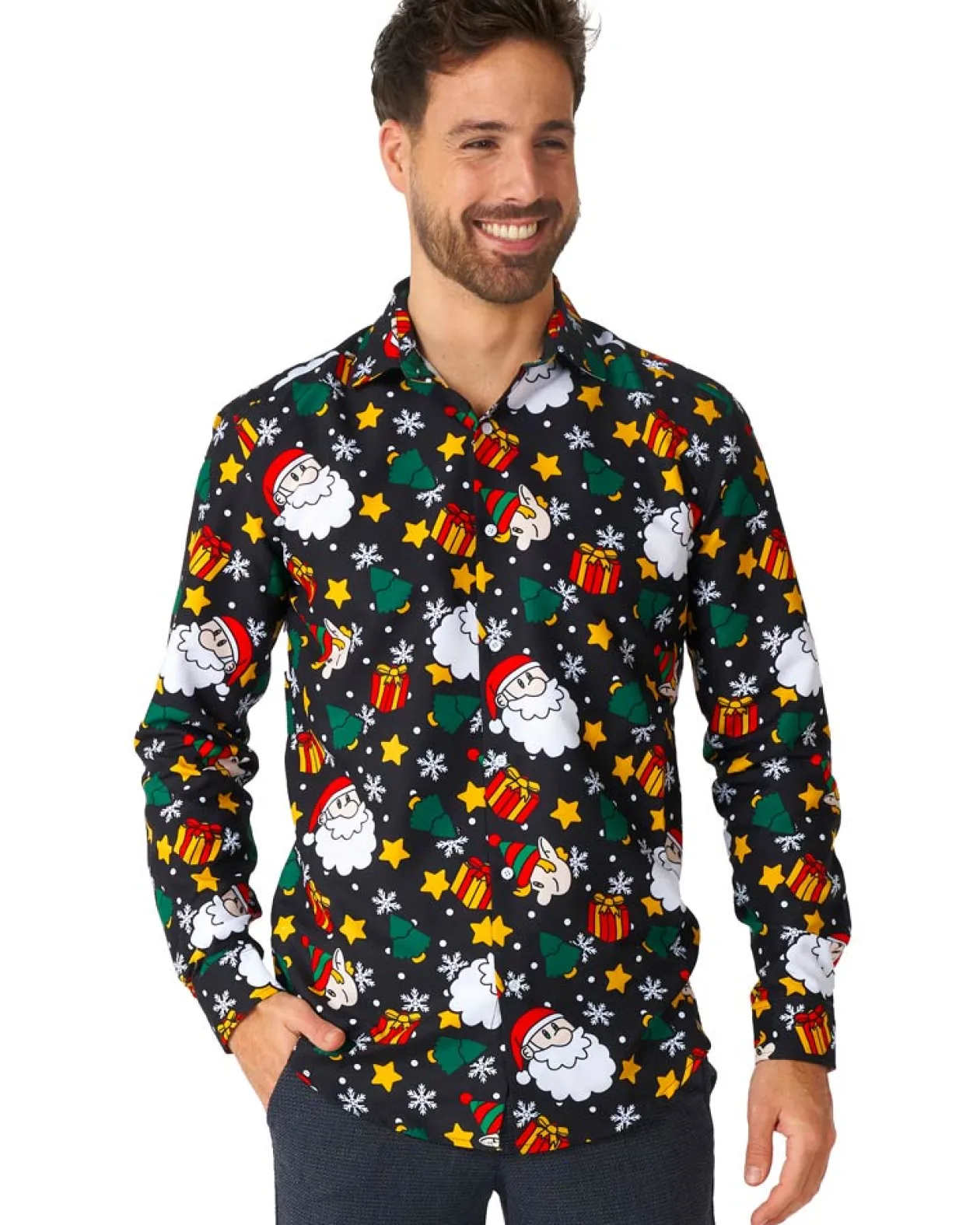 Opposuits Santa Elves Black Mens Suitmeister Shirt Cheap