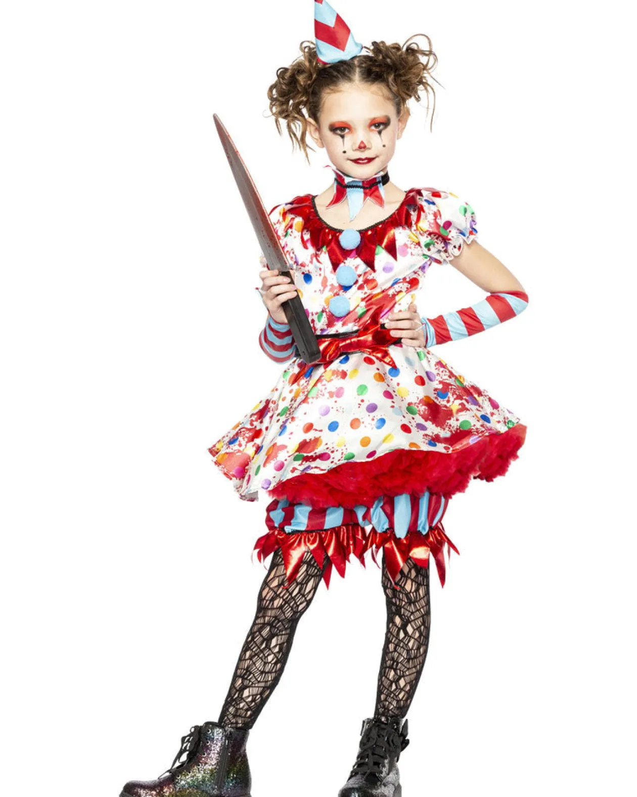 Seeing Red Scary Clown Girls Costume Discount