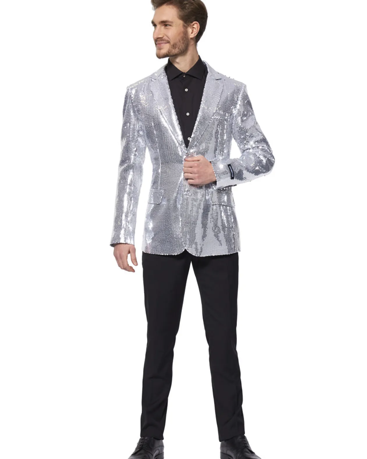 Opposuits Sequins Silver Mens Suitmeister Jacket Discount