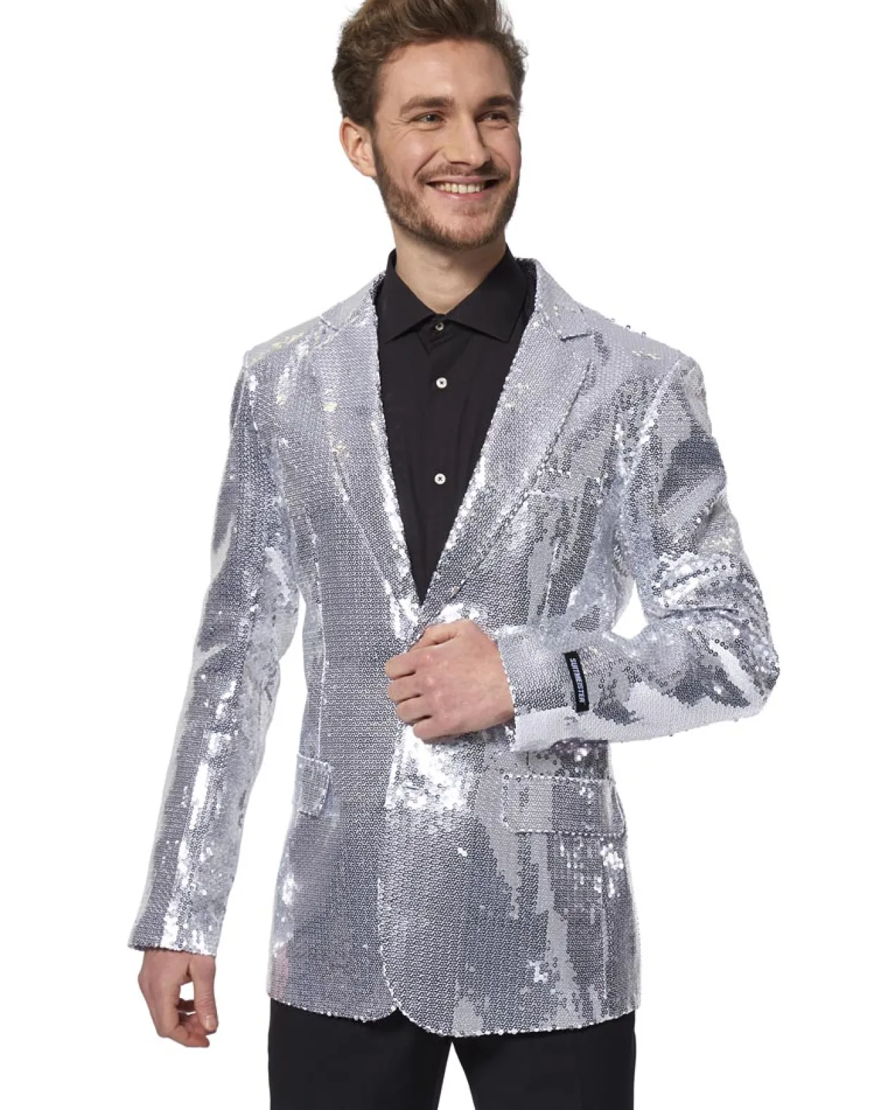 Opposuits Sequins Silver Mens Suitmeister Jacket Discount