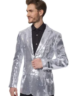 Opposuits Sequins Silver Mens Suitmeister Jacket Discount