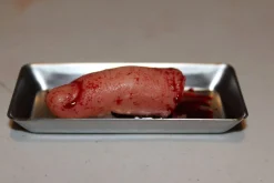 ForensicFX Studios Severed Finger Prop On Medical Metal Tray Shop