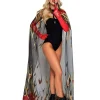 Leg Avenue Sheer Glitter Flame Devil Cape And Horns New