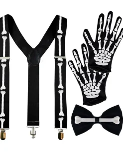 Sweidas Skelebones Suspenders Gloves And Bowtie Set Shop
