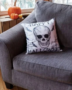 Fun World Skull Happy Halloween Trendy Pillow Cover Clearance