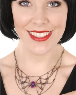 Tomfoolery Spider Web Necklace Discount