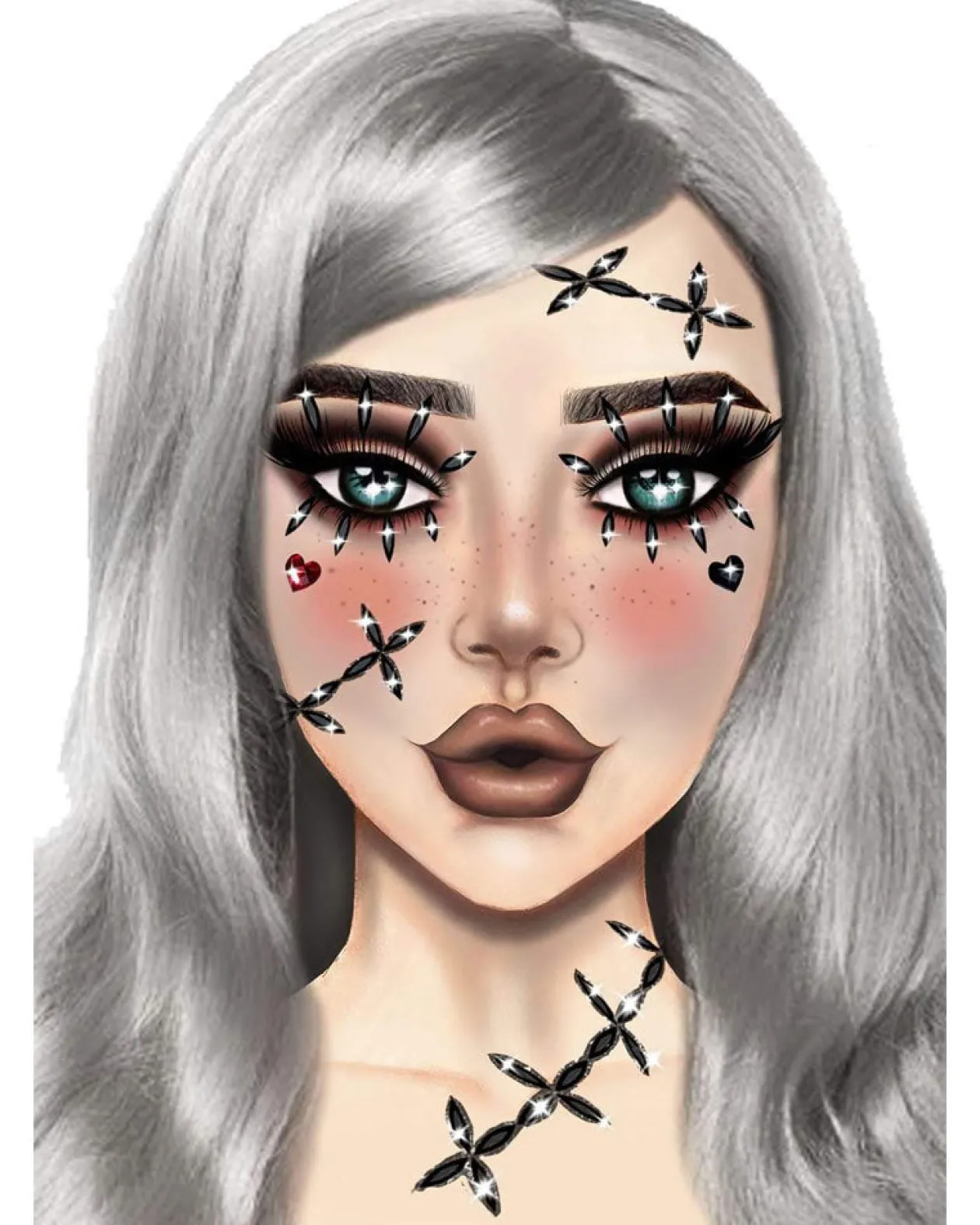 Leg Avenue Stitches Adhesive Face Jewels Cheap